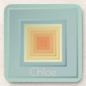 ヴィンテージ幾何学模様（淡青色と黄色） コースター (正面)