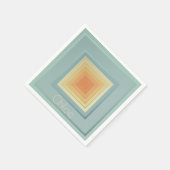 ヴィンテージ幾何学模様（淡青色と黄色） スタンダードカクテルナプキン (角)