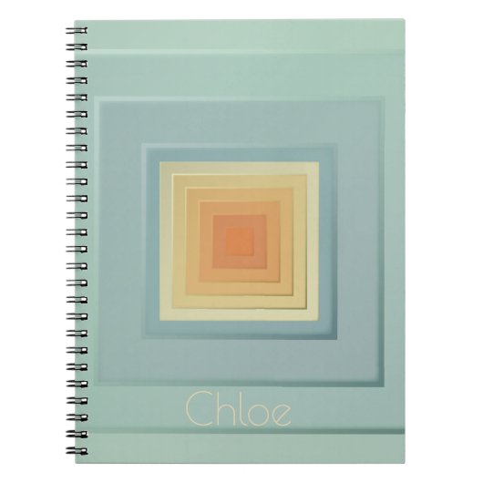 ヴィンテージ幾何学模様（淡青色と黄色） ノートブック (正面)