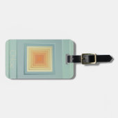 ヴィンテージ幾何学模様(淡青色と黄色) ラゲッジタグ (正面横)