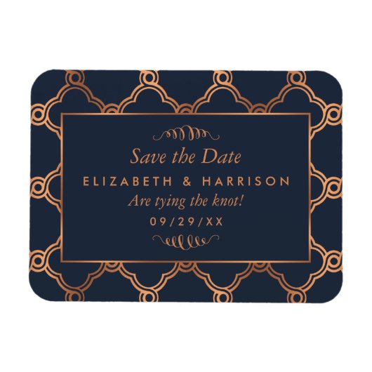 ヴィンテージ幾何学的アールデコギャツビー日付の保存 マグネット (横)