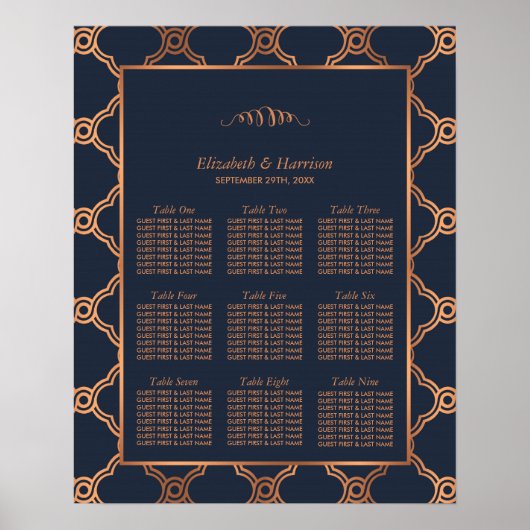 ヴィンテージ幾何学的アールデコギャツビー結婚ズ・シーティング ポスター (正面)