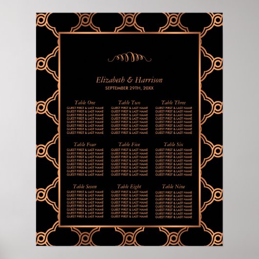 ヴィンテージ幾何学的アールデコギャツビー結婚ズ・シーティング ポスター (正面)