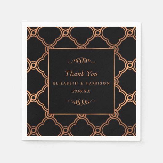 ヴィンテージ幾何学的アールデコギャツビー結婚ズ スタンダードカクテルナプキン (正面)