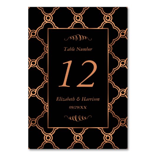 ヴィンテージ幾何学的アールデコギャツビー結婚ズ テーブルナンバー (正面)