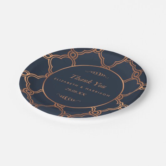 ヴィンテージ幾何学的アールデコギャツビー結婚ズ ペーパープレート (アングル)