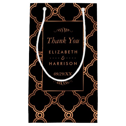 ヴィンテージ幾何学的アールデコギャツビー結婚式の引き出物 スモールペーパーバッグ (正面)