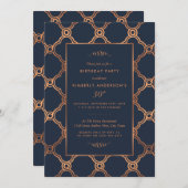 ヴィンテージ幾何学的アールデコギャツビー誕生日パーティー 招待状 (正面/裏面)