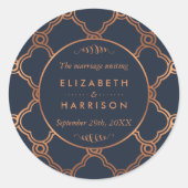 ヴィンテージ幾何学的アールデコ結婚ギャツビー感謝していズ ラウンドシール (正面)