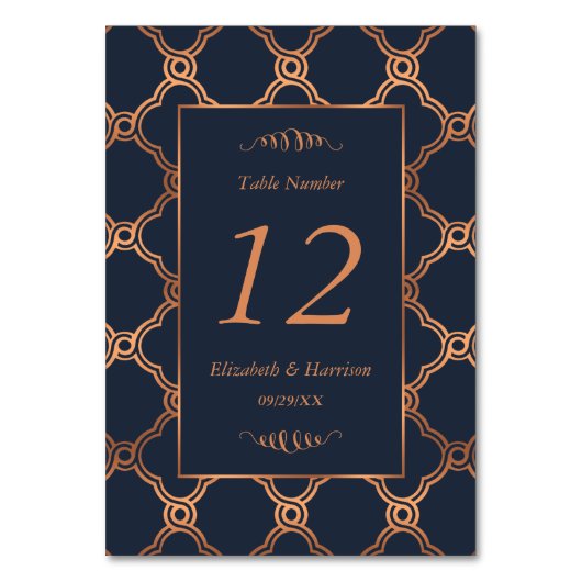 ヴィンテージ幾何学的アールデコ結婚ギャツビー数 テーブルナンバー (正面)