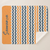 ヴィンテージ幾何学的オレンジ色のグレー名 シェルパブランケット (正面(横))