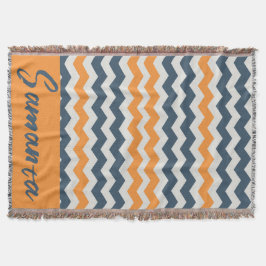 ヴィンテージ幾何学的オレンジ色のグレー名 スローブランケット