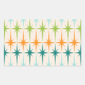 ヴィンテージ幾何学的スターバストステッカー 長方形シール (正面)