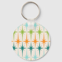 ヴィンテージ幾何学的スターバストボタンKeychain