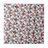 ヴィンテージ幾何学的パターン赤白黒 タイル (正面)