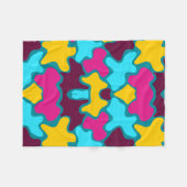 ヴィンテージ幾何学的パターン フリースブランケット (正面(横))