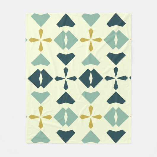 ヴィンテージ幾何学的パターン フリースブランケット (正面)