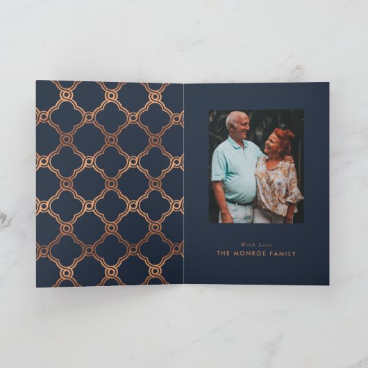 ヴィンテージ幾何学的、アールデコ記念日 カード (内部)