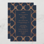 ヴィンテージ幾何学的、アールデコ記念日 招待状 (正面/裏面)