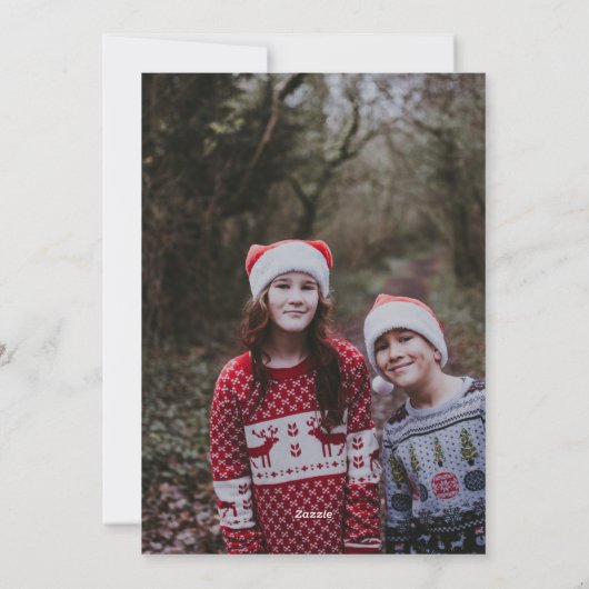 ヴィンテージ幾何学線2写真クリスマス垂直 シーズンカード (裏面)