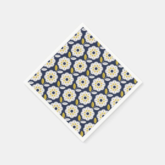 ヴィンテージ幾何学花模様 スタンダードカクテルナプキン (角)