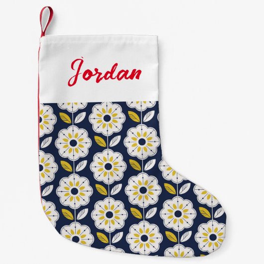 ヴィンテージ幾何学花模様 スモールクリスマスストッキング (正面)