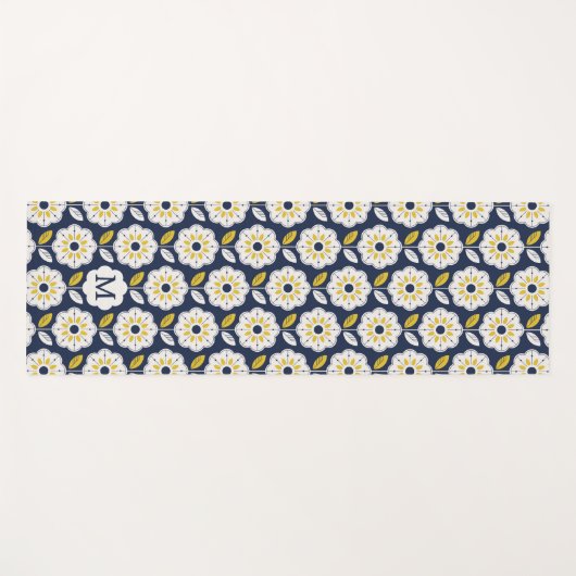 ヴィンテージ幾何学花模様 ヨガマット (正面(横))