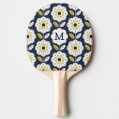 ヴィンテージ幾何学花模様 卓球ラケット (正面)