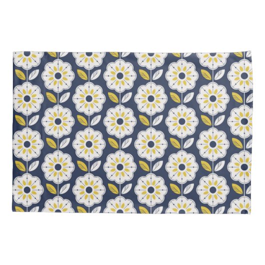 ヴィンテージ幾何学花模様 枕カバー (裏面)