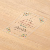 ヴィンテージ幾何学複雑クラシカルモチーフウェディング アクリル招待状 (レイダウン)