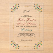 ヴィンテージ幾何学複雑クラシカルモチーフウェディング アクリル招待状 (正面)