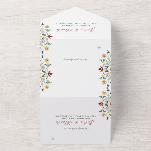 ヴィンテージ幾何学複雑クラシカルモチーフウェディング オールインワン招待状 (外側)