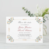 ヴィンテージ幾何学複雑クラシカルモチーフウェディング セーブザデート (スタンド正面)