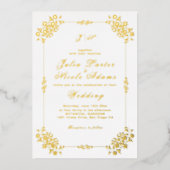 ヴィンテージ幾何学複雑クラシカルモチーフウェディング 箔招待状 (正面)