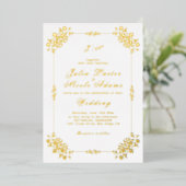 ヴィンテージ幾何学複雑クラシカルモチーフウェディング 箔招待状 (立ち正面)