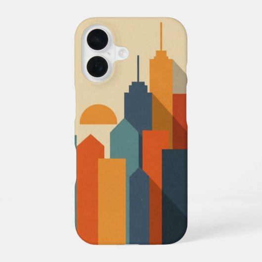 ヴィンテージ幾何学都市 iPhone 16ケース (裏面)