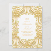 ヴィンテージ幾何結婚アールデコの白金ゴールド 招待状 (正面)