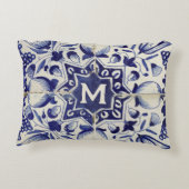 ヴィンテージ幾何青白タイモノグラムのル アクセントクッション (裏面)