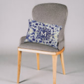 ヴィンテージ幾何青白タイモノグラムのル アクセントクッション