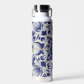 ヴィンテージ幾何青白タイモノグラムのル ウォーターボトル (正面)