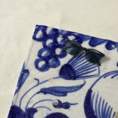 ヴィンテージ幾何青白タイモノグラムのル ビーチタオル (インサイチュ)