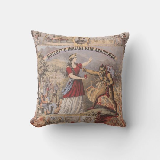 ヴィンテージ広告でウォルコットのインスタントパイン消滅者のために クッション (正面)