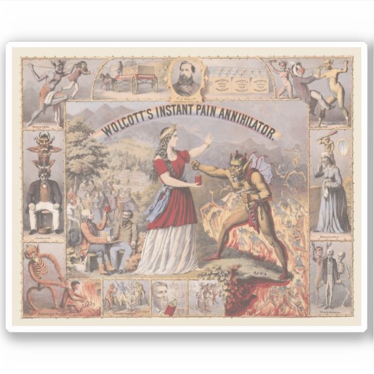 ヴィンテージ広告でウォルコットのインスタントパイン消滅者のために シール (正面)