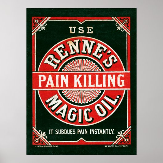 ヴィンテージ広告のレンヌの痛み殺し魔法油 ポスター (正面)