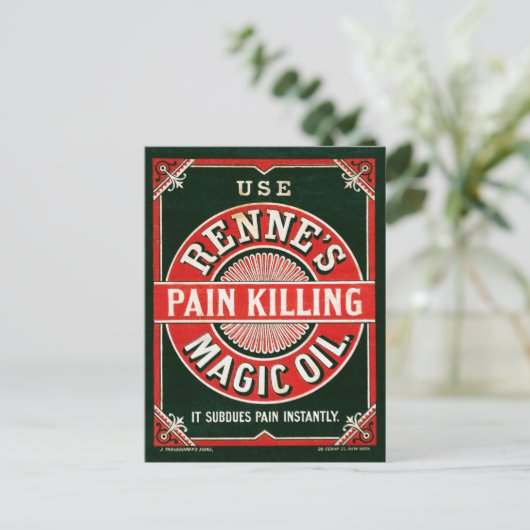 ヴィンテージ広告のレンヌの痛み殺し魔法油 ポストカード (スタンド正面)