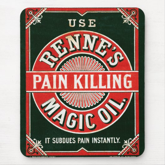 ヴィンテージ広告のレンヌの痛み殺し魔法油 マウスパッド (正面)