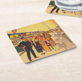 ヴィンテージ広告のロンドン・アンダーグラウンド用ポスター スクエアペーパーコースター (アングル)