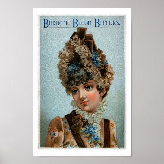 ヴィンテージ広告の古いゴボウ血苦ビール ポスター (正面)