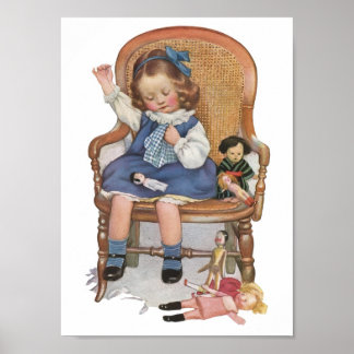 ヴィンテージ広告の小さな女の子&人形のポスター ポスター