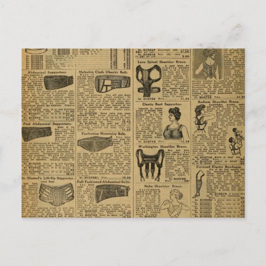 ヴィンテージ広告の新聞のバックブレース ポストカード (正面)